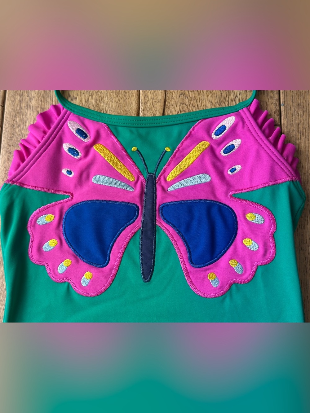 Mini Boden Butterfly Appliqué One Piece Swimsuit size 5-6 - Picture 4 of 8